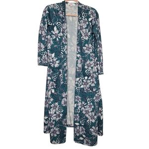 LulaRoe Teal Floral Duster with Pockets